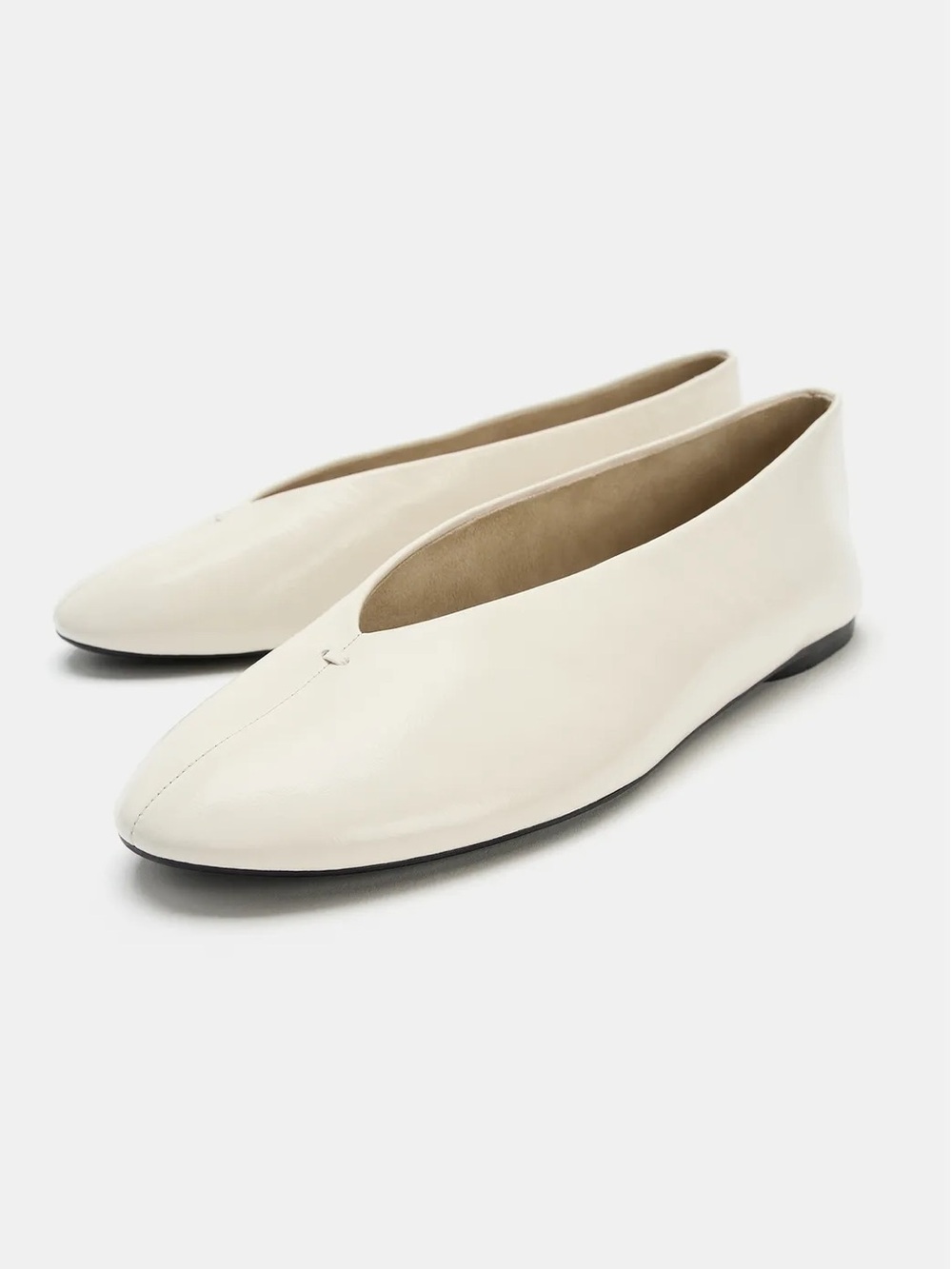 Zara | Leather V-Cut Ballet Flats